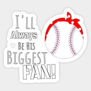 I'll always be your biggest fan mama gift, Red Badana Baseball gift for her, Baseball Mom&Aunt Gift Sticker